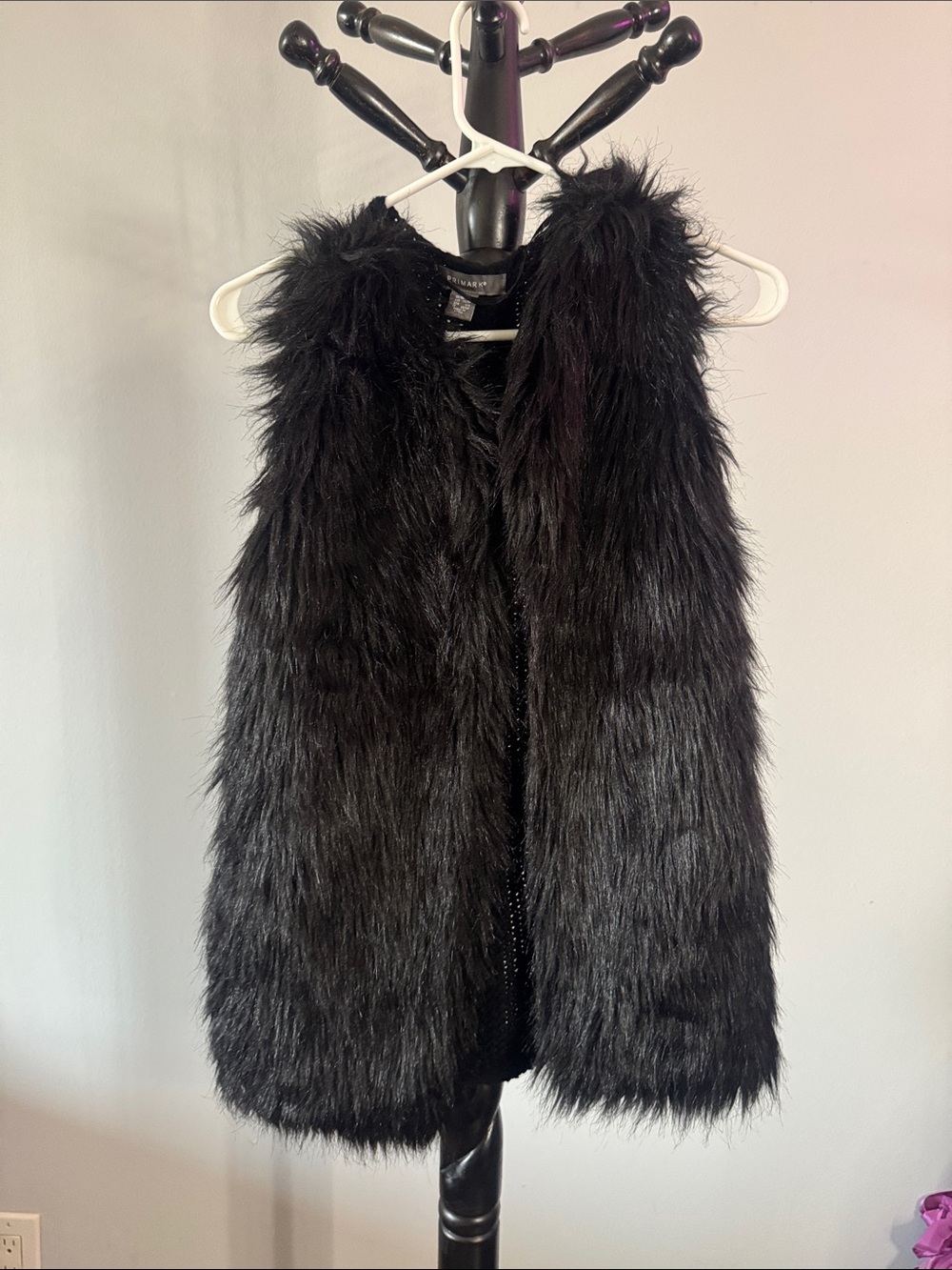 Primark Black Faux Fur Sleeveless Vest